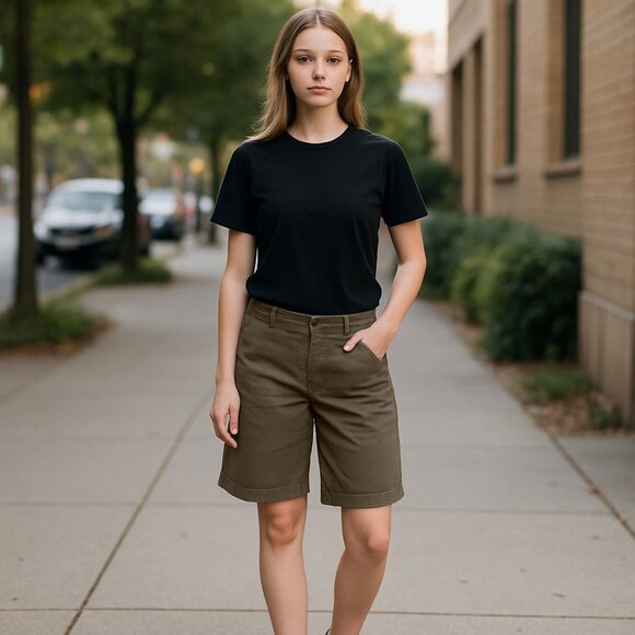 a.n.a. Women's Brown Long Shorts Sz 12 Petite - Picture 1 of 9